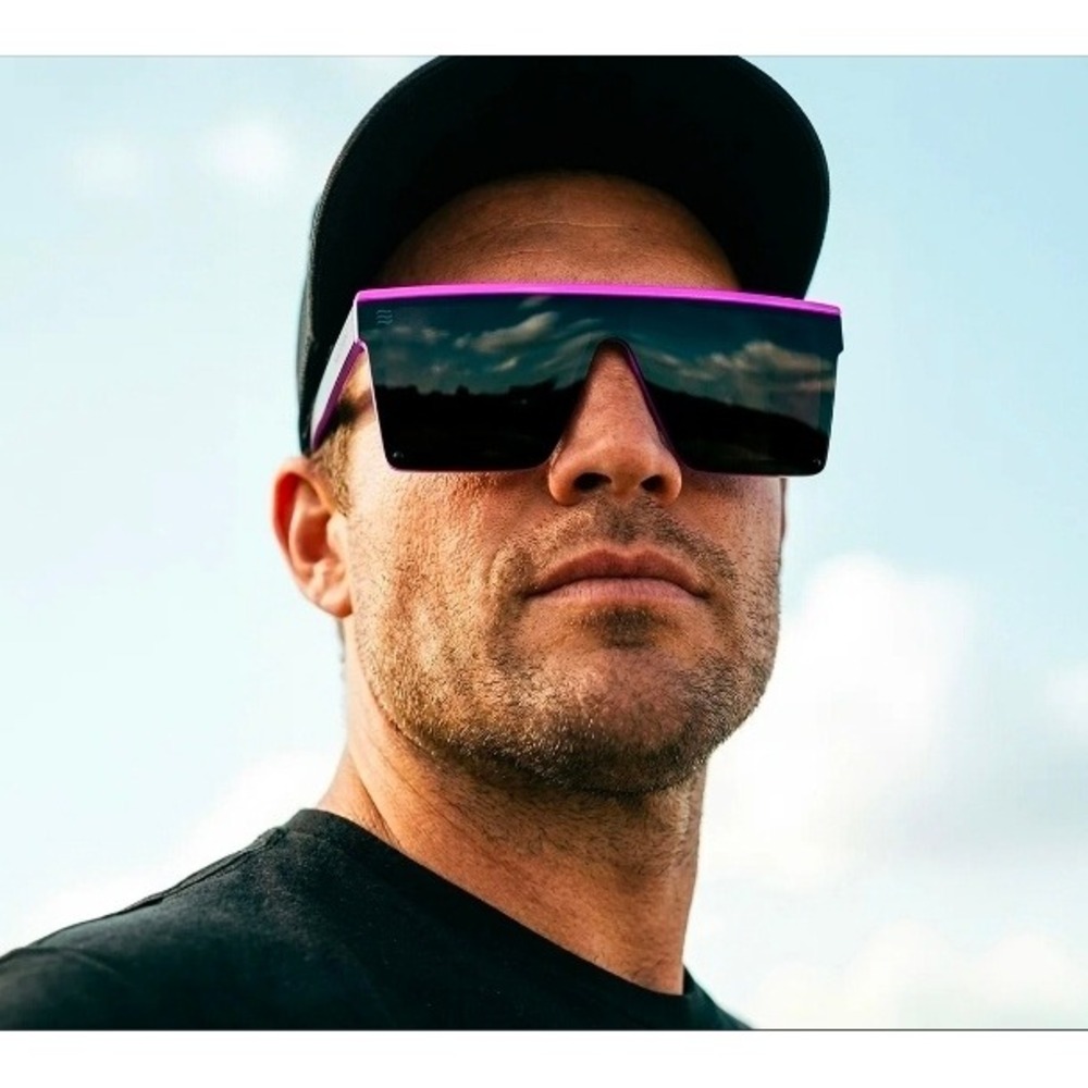 NEVEN Never Enough LV1 Sunglasses Black Pink Oversized Flat Top Mens Womens